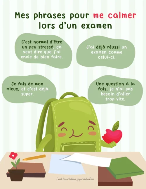 Phrases pour me calmer lors d’un examen