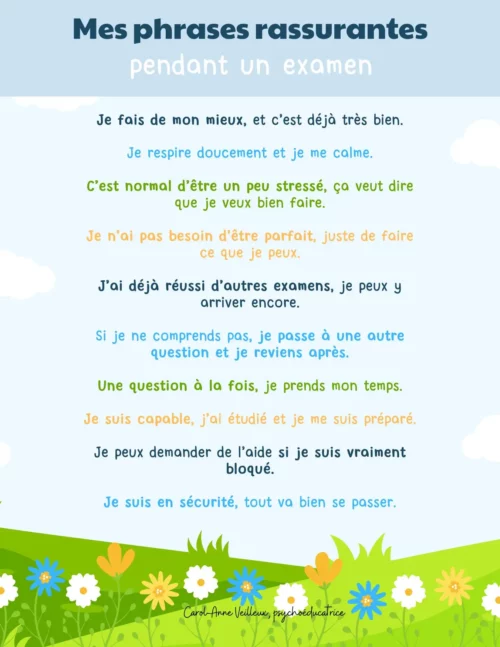 Phrases rassurantes pendant un examen - Soutiensolutions