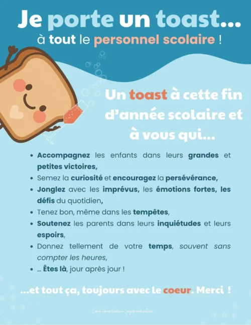 Un toast à tout le personnel scolaire ! - Soutiensolutions