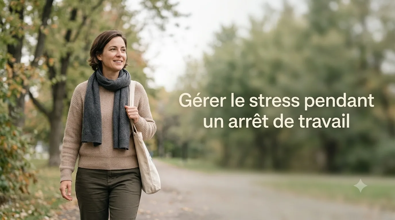 Un adulte en congé de maladie prend une marche apaisante à l'extérieur, l'air plus serein