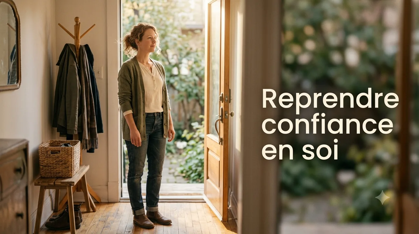 Adulte dans une lumière douce retrouvant calme et confiance